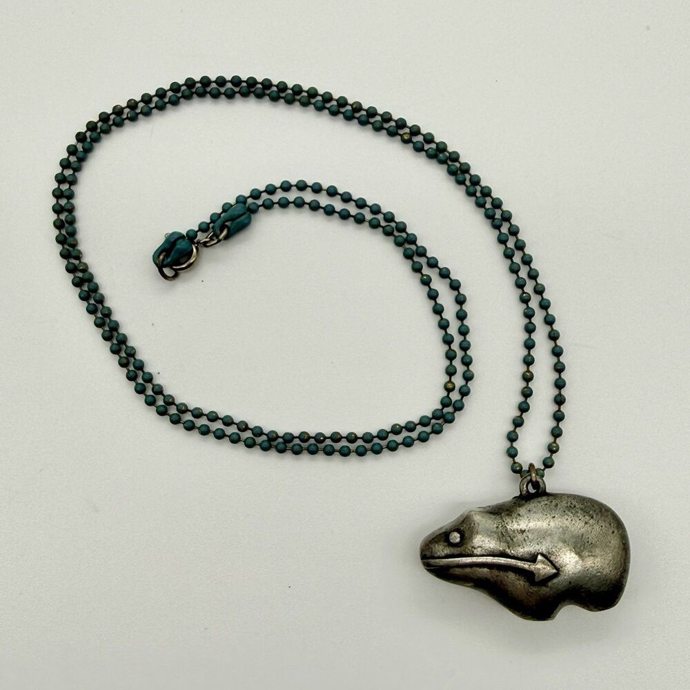 JPD Signed Artisan Heavy Pewter Southwest Spirit Bear Necklace Heartline Arrow - Picture 13 of 16